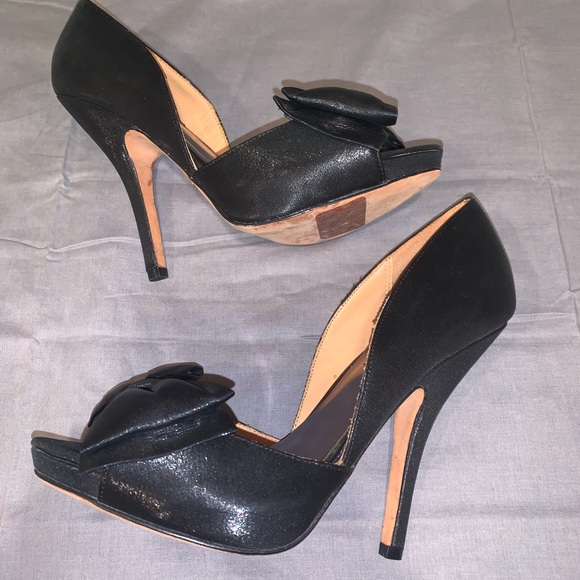 Badgley Mischka Peep Toe Bow Heels Size 7 - Picture 3 of 6